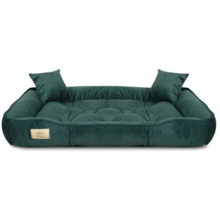 Cuccia per cani, box, 130x105 cm, velluto verde scuro