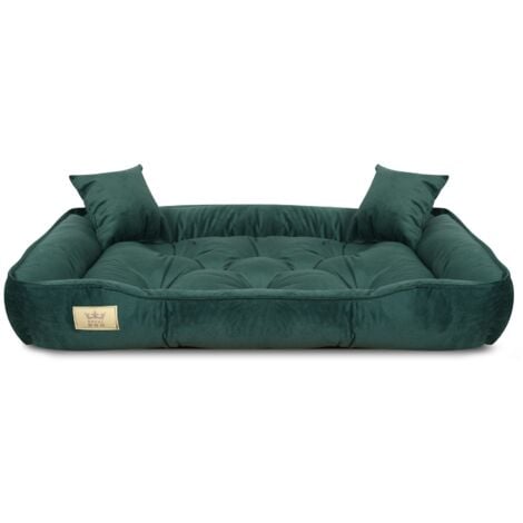 Cuccia per cani, box, 130x105 cm, velluto verde scuro