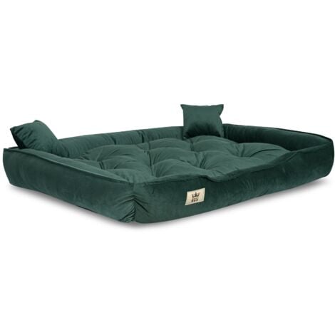 Cuccia per cani, box, 130x105 cm, velluto verde scuro
