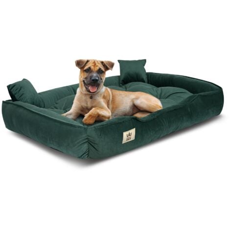 Cuccia per cani, box, 130x105 cm, velluto verde scuro