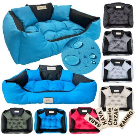 Letto per cani box KINGDOG 130x105 cm personalizzato impermeabile blu