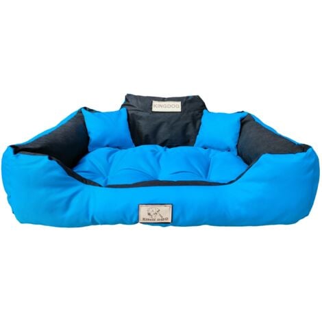 Letto per cani box KINGDOG 130x105 cm personalizzato impermeabile blu