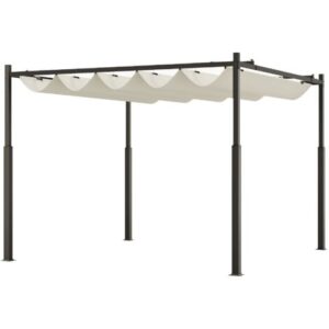 Outsunny Pergola per Giardino 3×3 m con Tetto Retrattile Bianco Crema