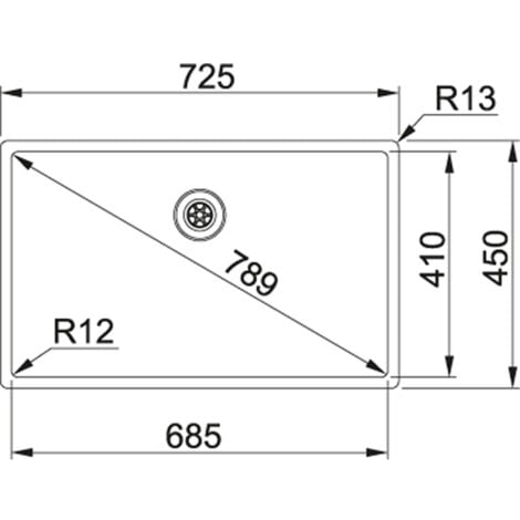 Franke BXX 210/110-68. Tipo di lavello: Lavello montato su piano, Forma del lavandino: Rettangolare, Materiale del lavandino: Acciaio inox. Larghezza: 725 mm, Profondità: 450 mm - 127.0369.284