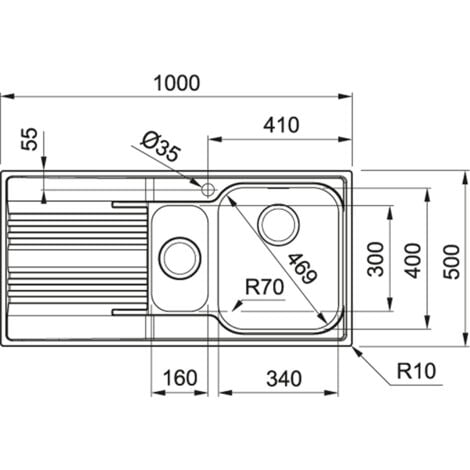Franke Smart SRX 651. Tipo di lavello: Lavello ad incasso, Forma del lavandino: Rettangolare, Materiale del lavandino: Acciaio inox. Larghezza: 1000 mm, Profondità: 500 mm, Larghezza... - 101.0356.888