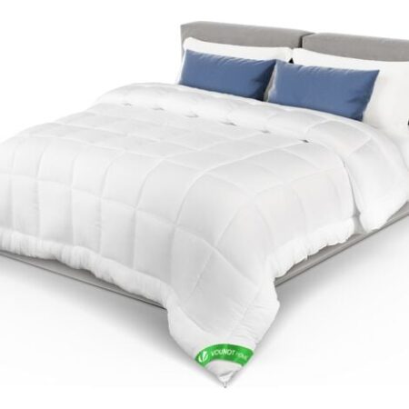 VOUNOT Piumone Caldo 300 GSM 220x240 cm in Microfibra Ultra Morbida, Piumino Mezza Stagioni, Trapunta Leggero e Traspirante, Bianco