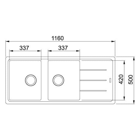 Franke Boston BFG 621. Colore del prodotto: Nero, Numero di vasche per lavello: 2 ciotole, Dimensioni prima vasca (LxL): 340 x 420 mm. Larghezza: 1160 mm, Profondità: 500 mm, Larghez... - 114.0276.591