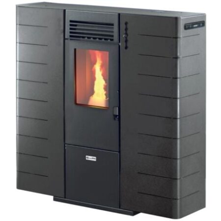 stufa a pellet slim canalizzata canadian stove "slim 10c" grigio puntinato 9,01 kw