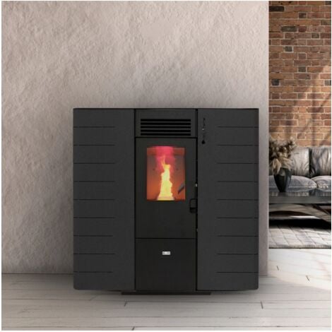 stufa a pellet slim canalizzata canadian stove "slim 10c" grigio puntinato 9,01 kw