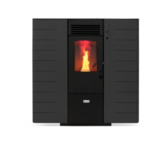 stufa a pellet slim canalizzata canadian stove "slim 10c" grigio puntinato 9,01 kw