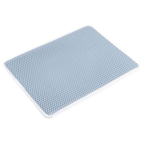 Tappetino per lettiera per gatti 40x50cm, EVA impermeabile e atossico, design a nido d'ape a doppio strato, blu