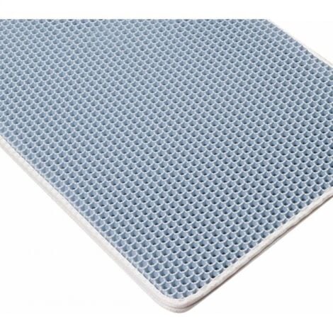 Tappetino per lettiera per gatti 40x50cm, EVA impermeabile e atossico, design a nido d'ape a doppio strato, blu