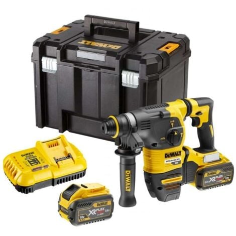 DeWALT Utensili - Martello combinato SDS Plus a batteria 54V, 2 batterie FLEXVOLT da 9,0 Ah, caricabatteria DCH333X2