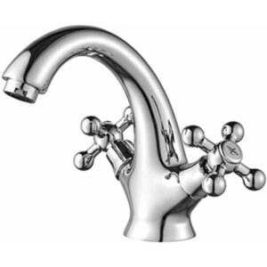 Miscelatore per lavabo, miscelatore per bagno vintage, cromato, argento