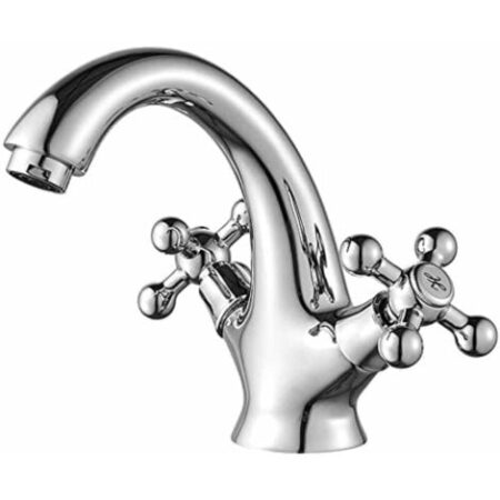 Miscelatore per lavabo, miscelatore per bagno vintage, cromato, argento