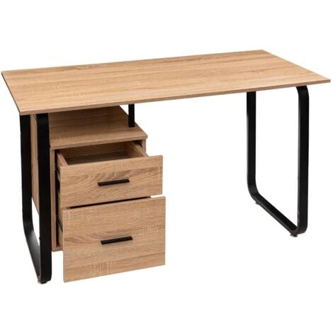 Scrivania 2 cassetti effetto legno e metallo cinque