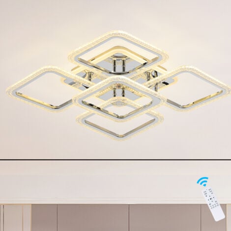 Ganeed Plafoniera LED Quadrata Lampadari Moderni a Incasso, 100 W Dimmerabile Camera da Letto Lampade da Soffitto Design Nordico per Soggiorno Cucina con Telecomando/Cromo