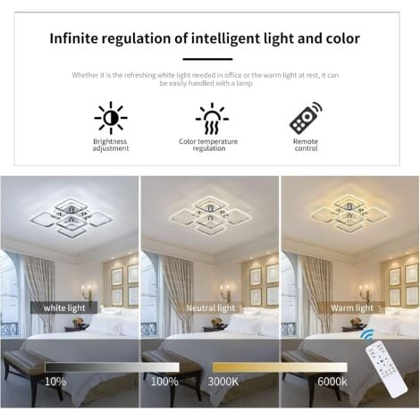 Ganeed Plafoniera LED Quadrata Lampadari Moderni a Incasso, 100 W Dimmerabile Camera da Letto Lampade da Soffitto Design Nordico per Soggiorno Cucina con Telecomando/Cromo