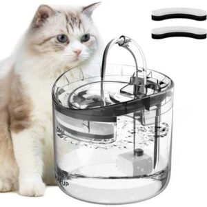 Fontana per gatti automatica da 1,8 litri per gatti, cuccioli, animali domestici con 1 modalità Smart Water, 1 filtro al carbone, 1 pompa, fontana per gatti silenziosa USB