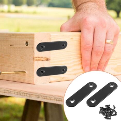 20 pezzi staffe piatte dritte nere staffe dritte in metallo con viti per mobili in legno supporto per riparazione armadi 56x16mm