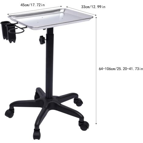 Carrelli di servizio Tatuaggio Metallo Trolley salone, Stazione di lavoro mobile con vassoio portatile, regolabile, per tatuaggi, ufficio, salotto, strumento