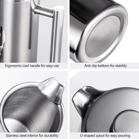 Eosnow 350 ml/800 ml/1000 ml Pressa francese Caffettiere in acciaio inossidabile inossidabile