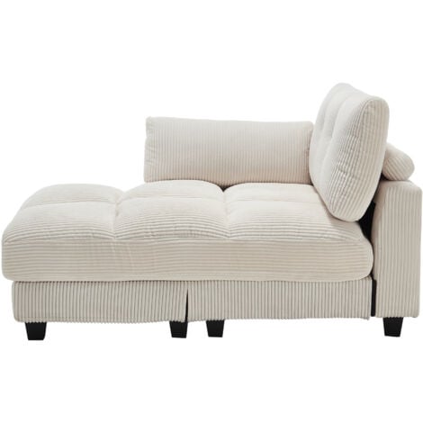 Divani dritti 112x140x81cm divano letto singolo, poltrona con tasche laterali e portabicchieri, velluto, beige