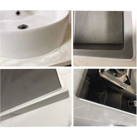 Crediri Strisce decorative flessibili autoadesive per fornelli, lavandini, WC, bordi delle piastrelle, angoli delle pareti, battiscopa, pavimenti (bianco)