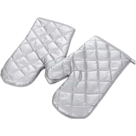 Guanti da forno Crediri, guanti in tessuto placcato argento impermeabili, guanti da forno bifacciali antiscivolo resistenti al calore per grigliare/cucinare/cuocere al forno/barbecue, 1 paio argento.