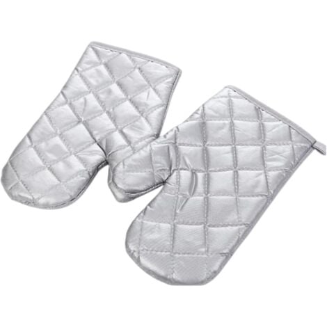 Guanti da forno Crediri, guanti in tessuto placcato argento impermeabili, guanti da forno bifacciali antiscivolo resistenti al calore per grigliare/cucinare/cuocere al forno/barbecue, 1 paio argento.