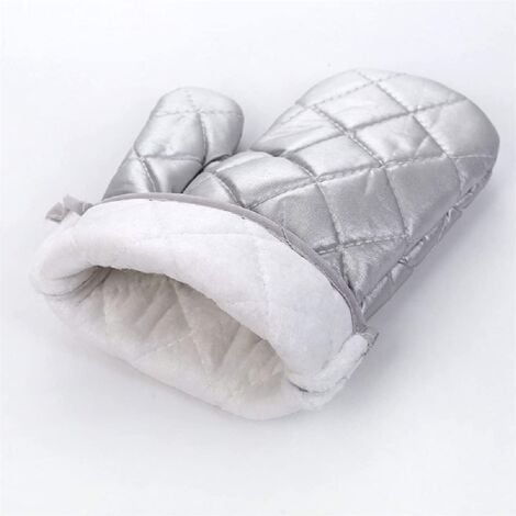 Guanti da forno Crediri, guanti in tessuto placcato argento impermeabili, guanti da forno bifacciali antiscivolo resistenti al calore per grigliare/cucinare/cuocere al forno/barbecue, 1 paio argento.