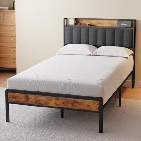 Letto Singolo 120x200 Struttura Metallica con Testiera Imbottito Composita Legno/Tessuto - Bealife Grigio Antracite