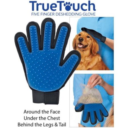 TrAdE Shop Traesio - True Touch Guanto Spazzola Cardatore Elimina Peli Massaggiante Per Cani E Gatti -
