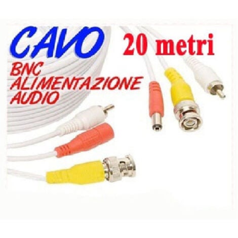 TrAdE Shop Traesio - Cavo Prolunga Telecamera Rca Bnc Audio Video Alimentazione 10 20 30 50 Metri -    -20 mt   -