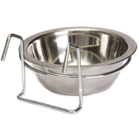 TrAdE Shop Traesio - Ciotola 16cm Con Gancio Rialzato Cane Gatto Uccelli Acqua In Acciaio Antiscivolo -