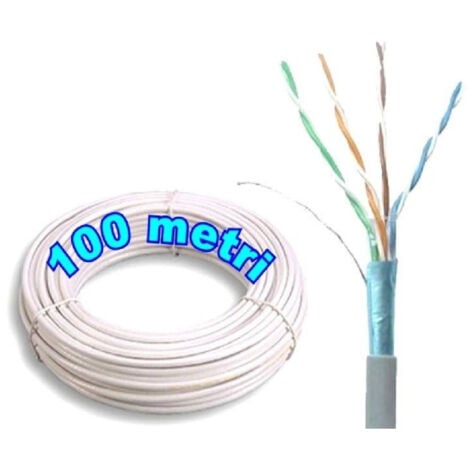 TrAdE Shop Traesio - Cavo Di Rete Lan Ethernet Cat 6 Schermato Utp Da 100mt Per Videeosorveeglianza -