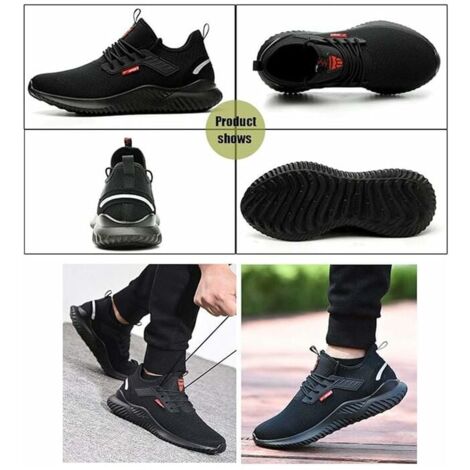 Scarpe antinfortunistiche da uomo e da donna, leggere, da lavoro, traspiranti, con puntale in acciaio e protezione antinfortunistica (43 EU)