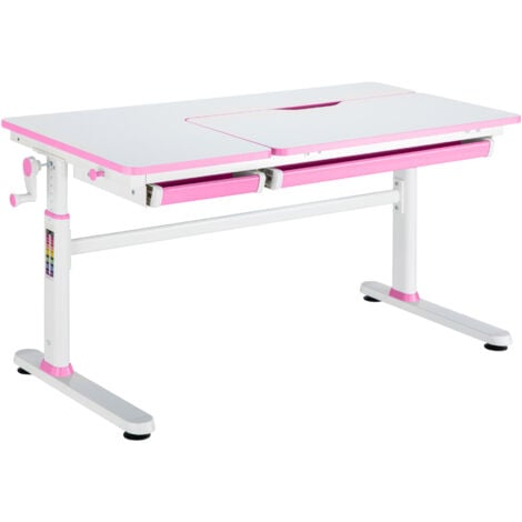 Set Sauda Scrivania e Sedia Girevole per Bambini Altezze Regolabili - Rosa [en.casa]
