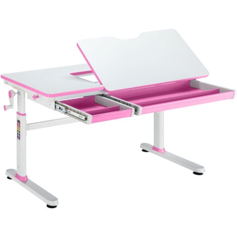 Set Sauda Scrivania e Sedia Girevole per Bambini Altezze Regolabili - Rosa [en.casa]