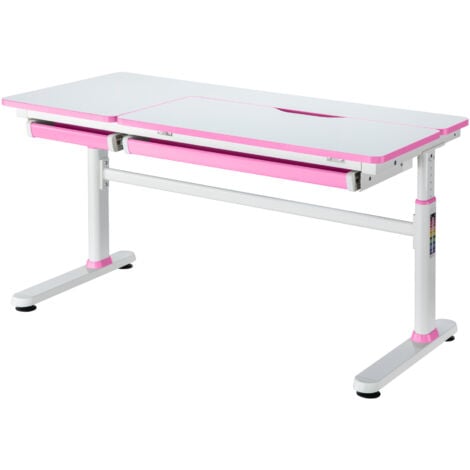 Set Sauda Scrivania e Sedia Girevole per Bambini Altezze Regolabili - Rosa [en.casa]