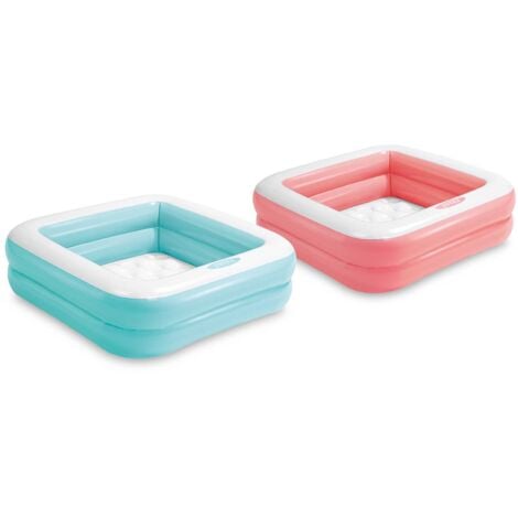 Intex 57100NP - Piscina Gonfiabile Baby  Quadarata Assortiti, Vinile, Multicolore, 86x86x25 cm