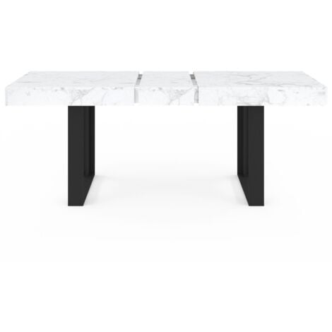 Tavolo da pranzo rettangolare allungabile per 4-8 persone ALASKA 160-200 cm PHOENIX con piano effetto marmo bianco