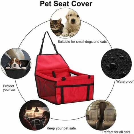 Seggiolino auto per cani o gatti, accessori per auto per cani, fodera per seggiolino auto impermeabile in tessuto Oxford con cintura di sicurezza da viaggio per chinots e borsa portaoggetti