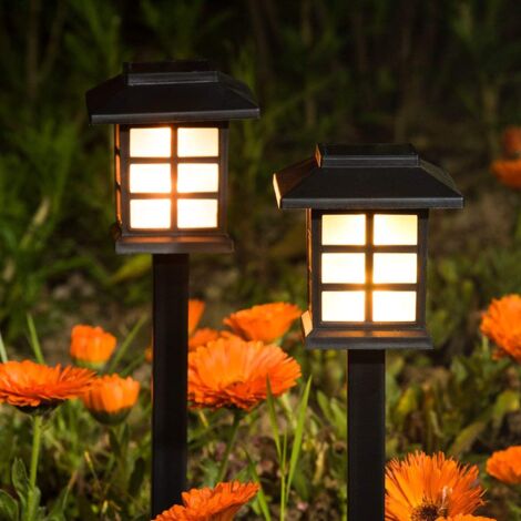 Luci solari da giardino - Illuminazione solare Luce bianca calda e impermeabile IP55 per prato da giardino di ville - Confezione da 8