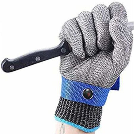 Guanti antitaglio - Guanti di sicurezza alimentare in maglia di acciaio inossidabile, guanti da macellaio, guanti da cucina antitaglio in acciaio (L, 24,5 cm)