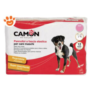 Camon Dog Pannolini a Fascia Elastica  – Camon Dog Pannolini a Fascia Elastica – Confezione da 12 Pezzi (Taglia S)