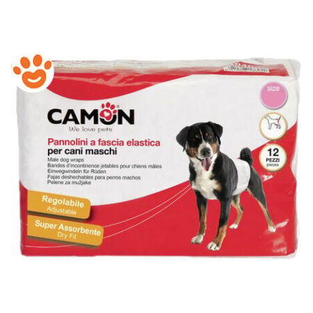 Camon Dog Pannolini a Fascia Elastica - Camon Dog Pannolini a Fascia Elastica - Confezione da 12 Pezzi (Taglia S)