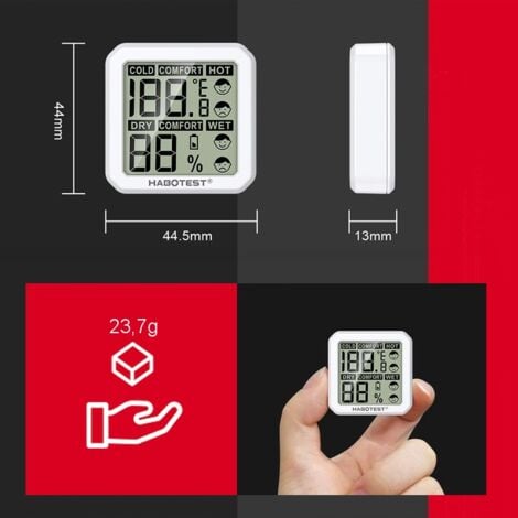 MINI TERMOIGROMETRO MISURAZIONE TEMPERATURA E UMIDITÀ SCHERMO TRASPARENTE HABOTEST