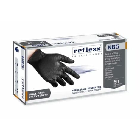 Reflexx N85B Guanti Nitrile No Polvere 100% Latex Free 8.4gr Cat.3 50 Pezzi XL