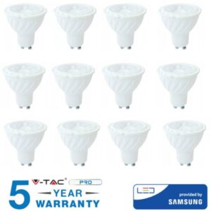 LAMPADINE LED GU10 V-TAC LAMPADINA FARETTO 7 WATT LUCE NATURALE 12 PEZZI